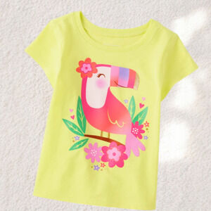 CHILDREN'S PLACE Yellow Toucan Graphic Short Sleeve Tee NEW Girls Size 18-24 mos